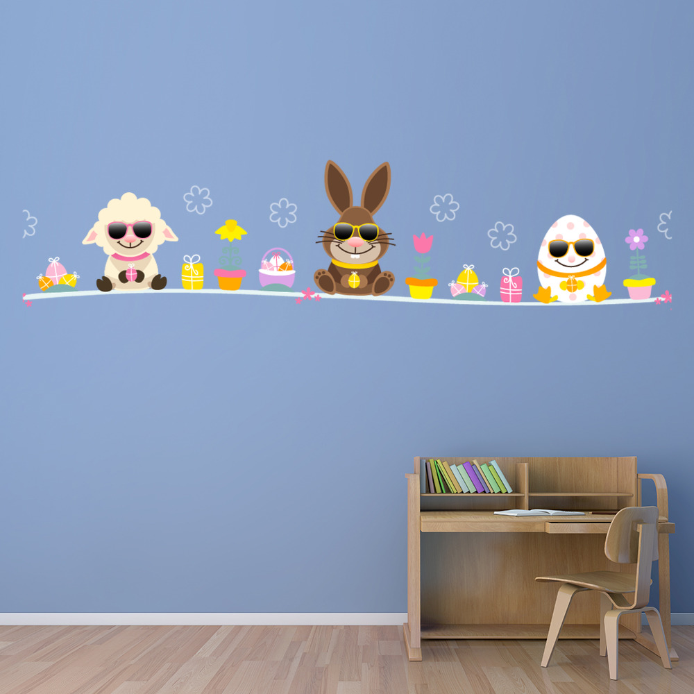 Easter Bunny Eggs Lamb Wall Sticker