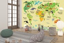 Childrens Animal World Map Wall Mural Wallpaper