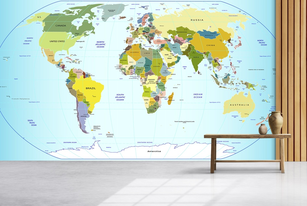 World Map Wall Mural Wallpaper - Mod9
