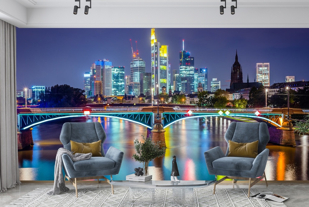 Frankfurt City Lights German Skyline Wall Mural Wallpaper