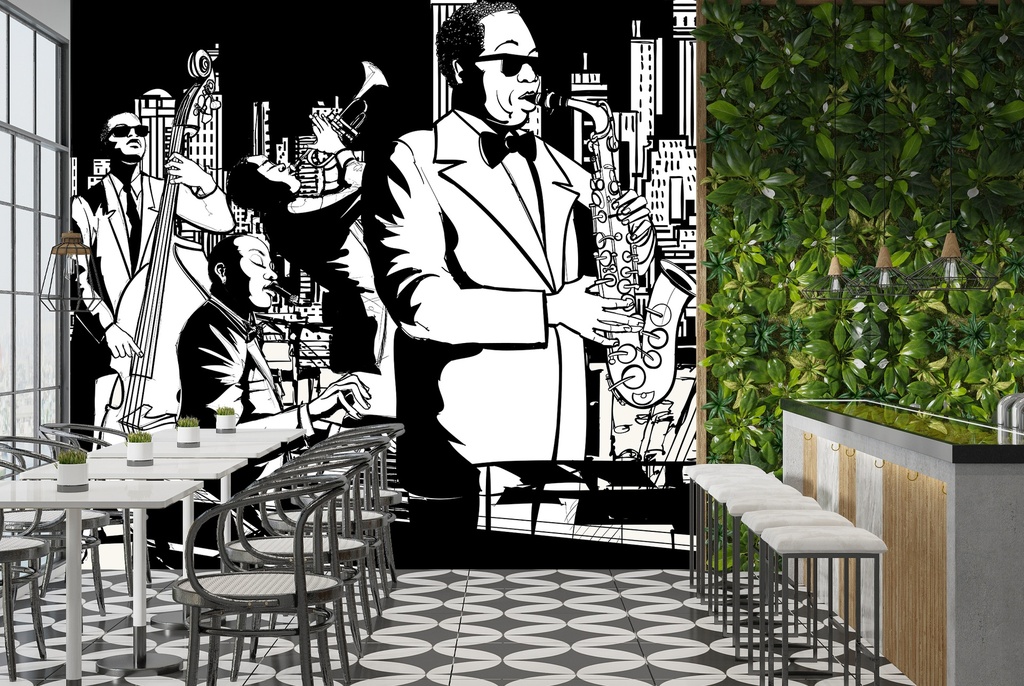 Jazz Band Saxophone Music Wall Mural Wallpaper