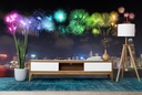 City Fireworks Hong Kong Skyline Wall Mural Wallpaper