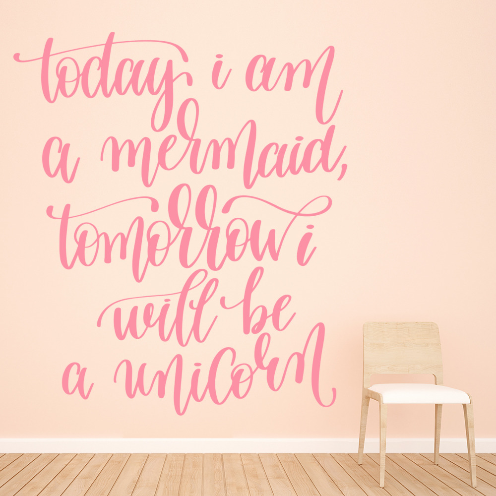 Today I Am A Mermaid Unicorn Quote Wall Sticker