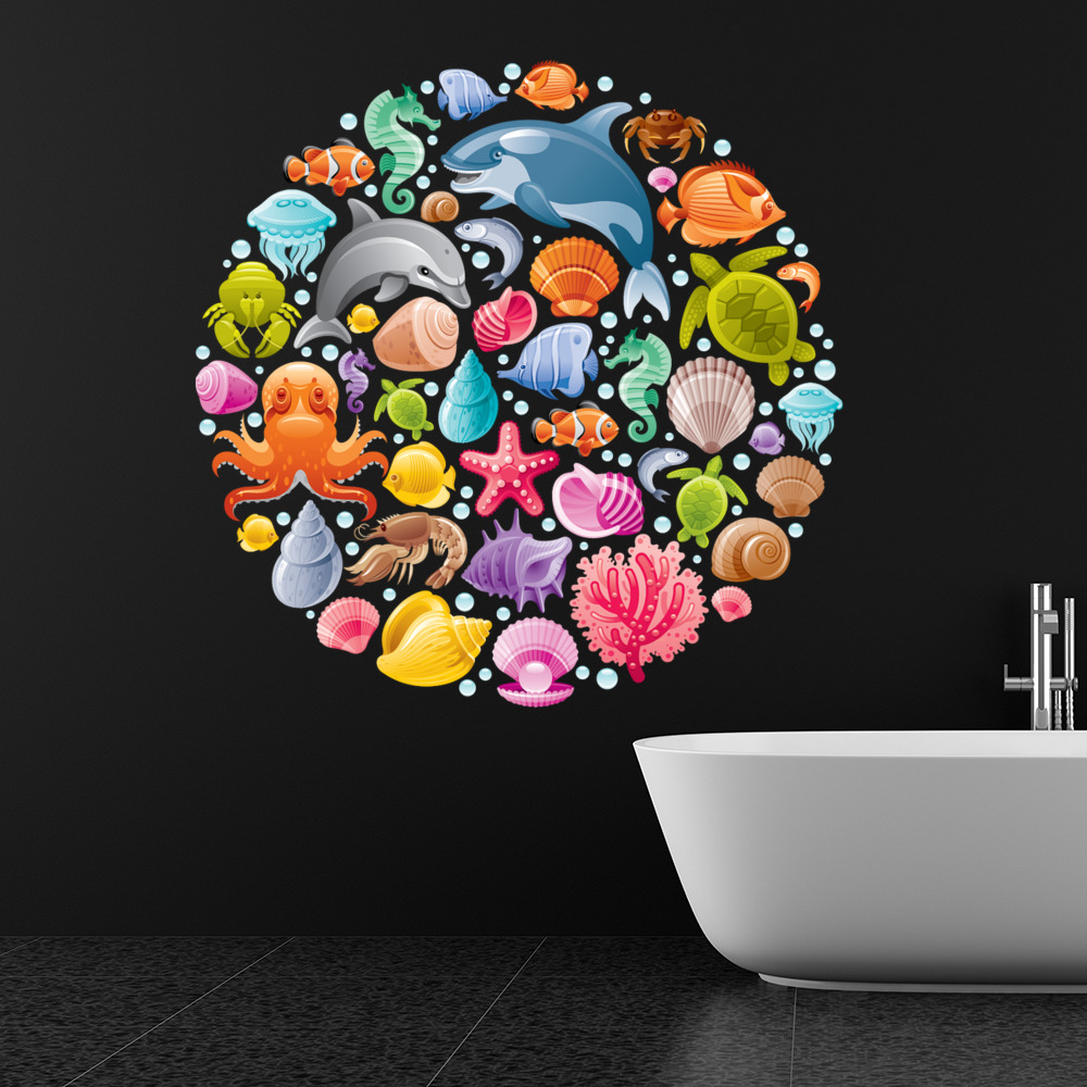 Under The Sea Whale Dolphin Shells Wall Sticker