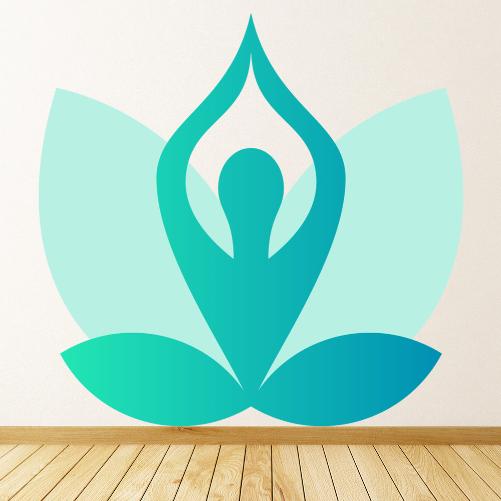 Blue Yoga Lotus Flower Wall Sticker