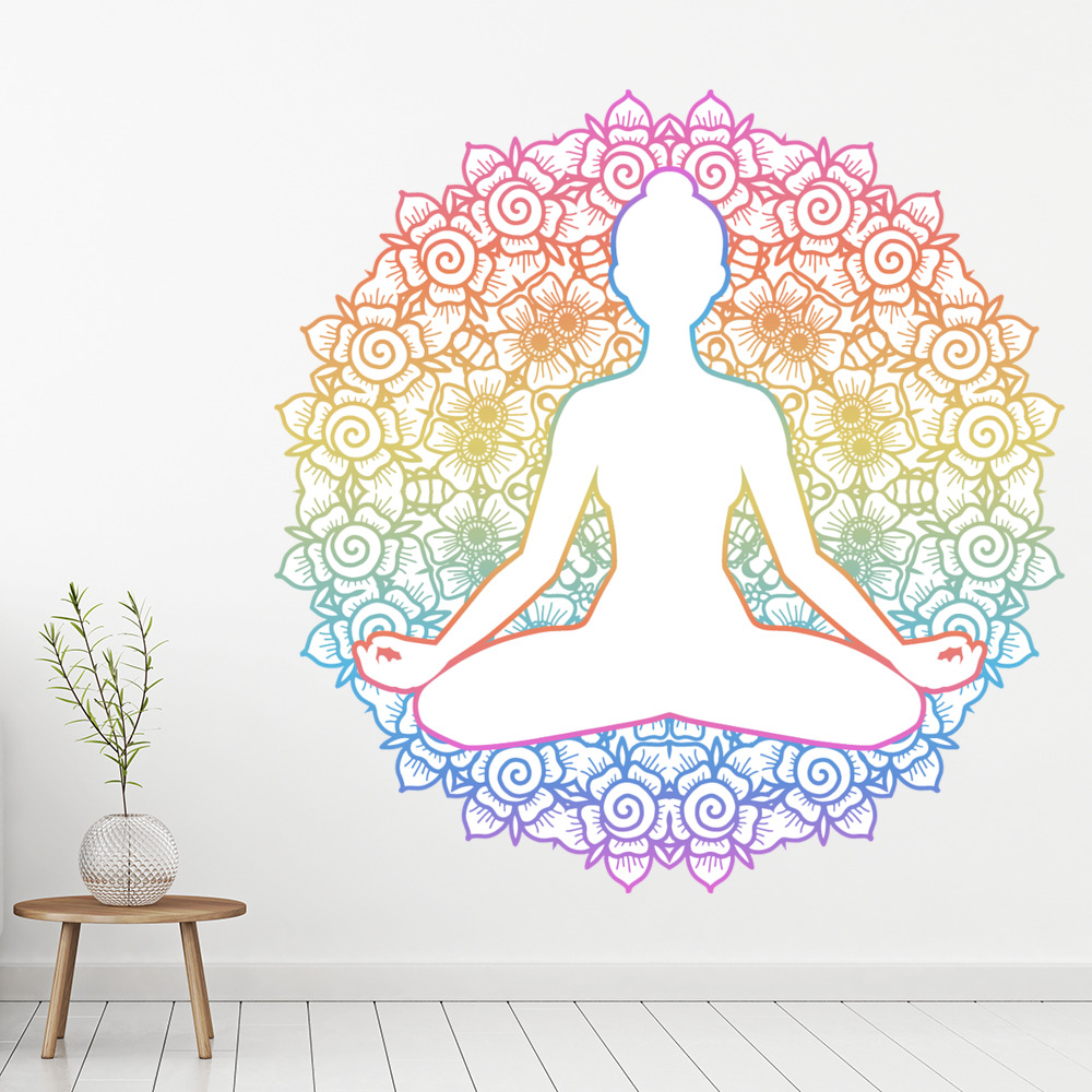 Yoga Pose Lotus Flower Wall Sticker