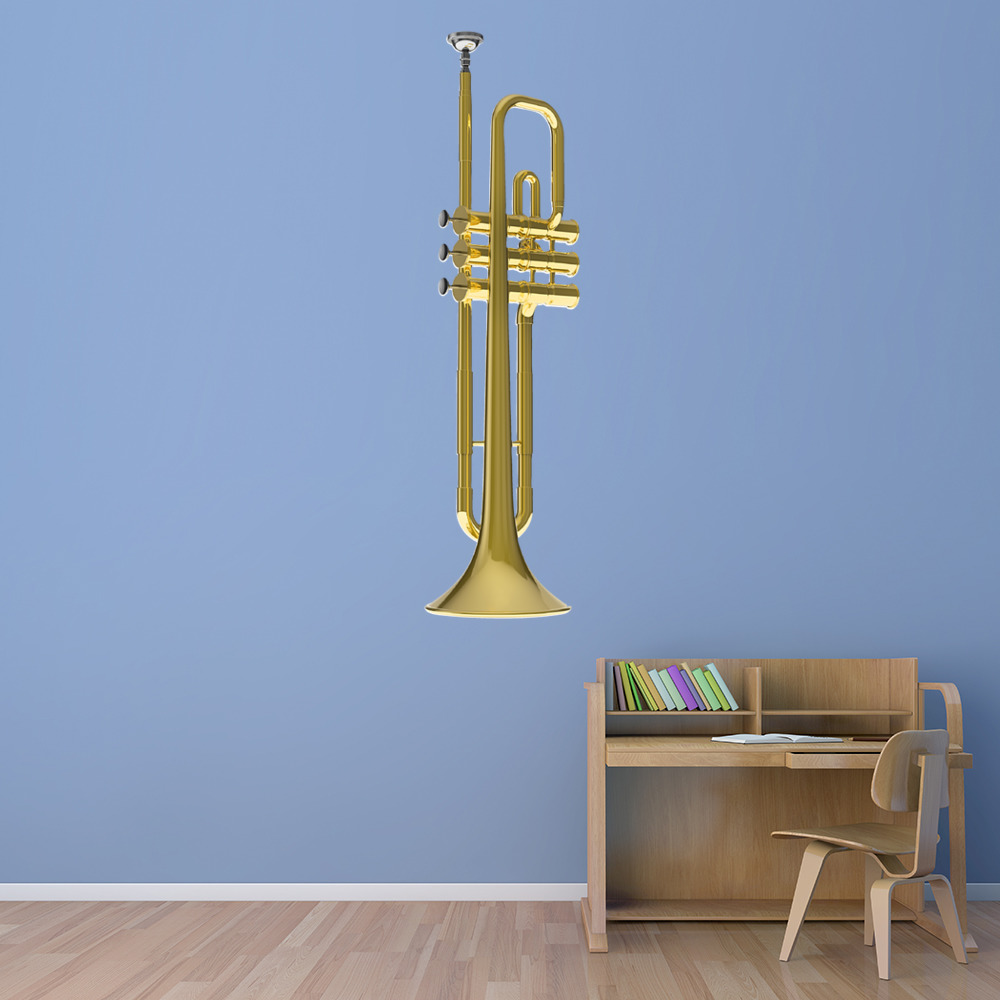 Gold Trumpet Musical Instrument Wall Sticker