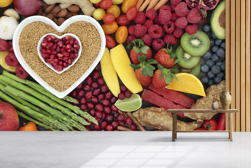 Healthy Living Fruit Heart Wall Mural Wallpaper