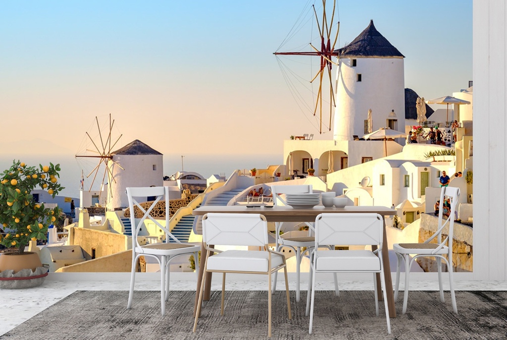 Santorini Sunset Greece Wall Mural Wallpaper