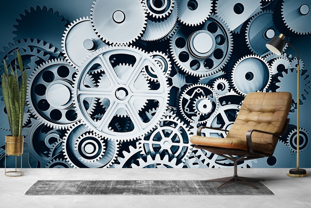 Gears Technology Metal Wall Mural Wallpaper