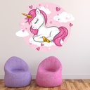 Pink Unicorn Fairytale Hearts Wall Sticker