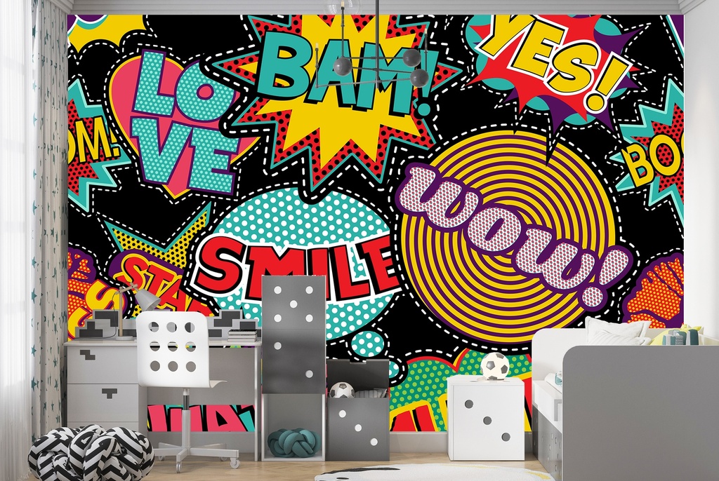 Retro Comic Strip Bam Boom! Wall Mural Wallpaper