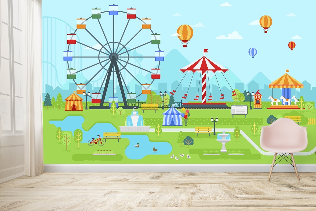 Theme Park Fun Fair Wall Mural Wallpaper