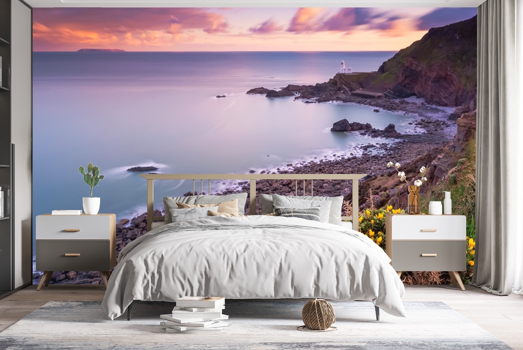 Tranquil Sunset Ocean Bay Wall Mural Wallpaper