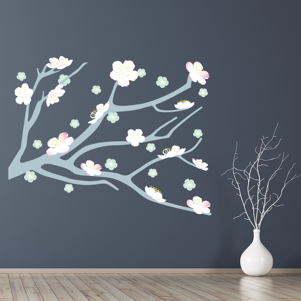 Pink Blossom Branch Flower Tree Wall Sticker