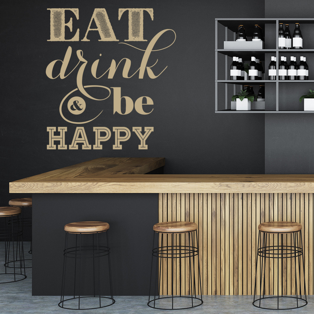 Eat Drink Be Happy Kitchen Quote Wall Sticker