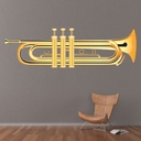 Gold Trumpet Brass Instruments Wall Sticker
