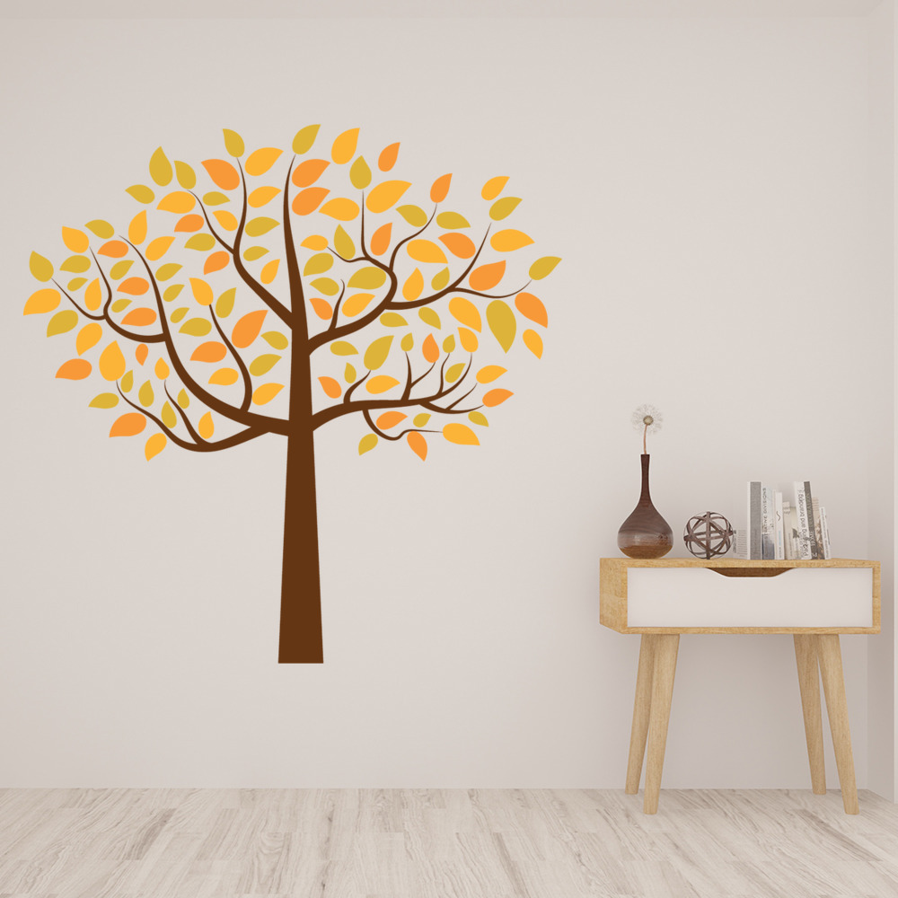 Autumn Tree Yellow Orange Leaves Wall Sticker