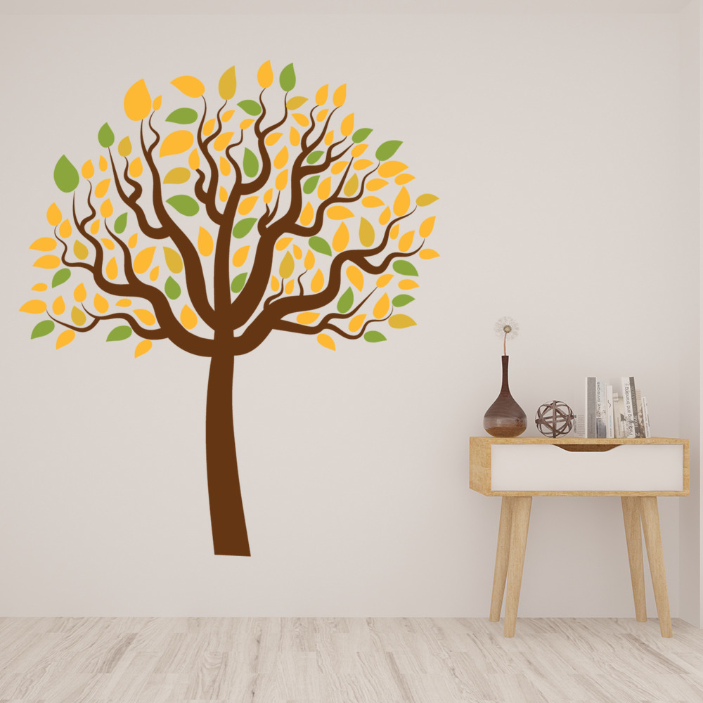 Autumn Tree Yellow Green Leaves Wall Sticker