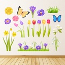 Tulip Flowers Butterflies Wall Sticker Set