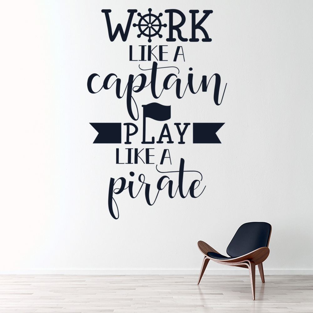Work Like A Captain Pirate Quote Wall Sticker | Icon Wall Stickers