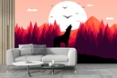 Howling Wolf Mountain Landscape Wall Mural Wallpaper