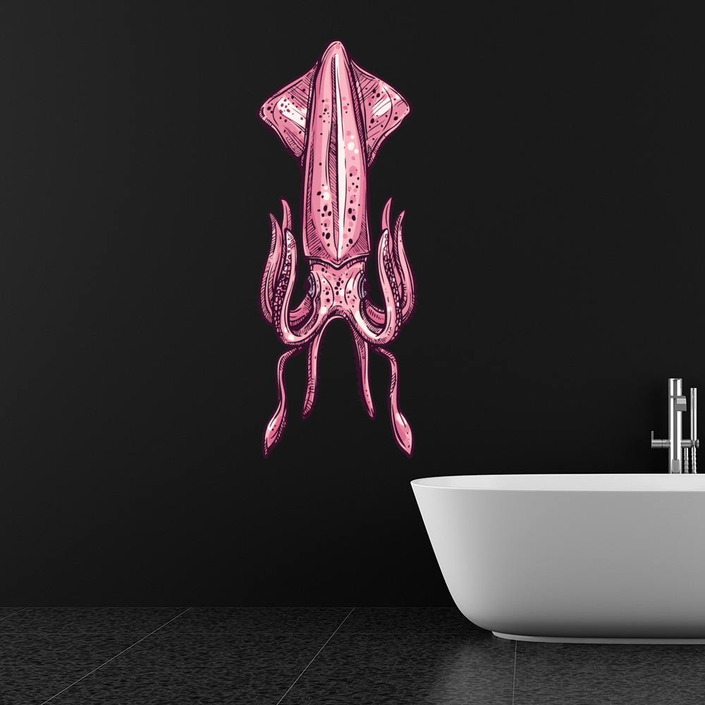 Pink Squid Seafood Wall Sticker | Icon Wall Stickers
