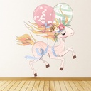 Beautiful Unicorn Flowers Balloons Wall Sticker