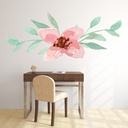 Pink Flower Green Floral Wall Sticker