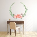 Pink Flower Wreath Green Floral Wall Sticker