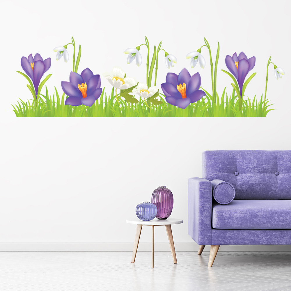 Purple Flowers Spring Garden Wall Sticker
