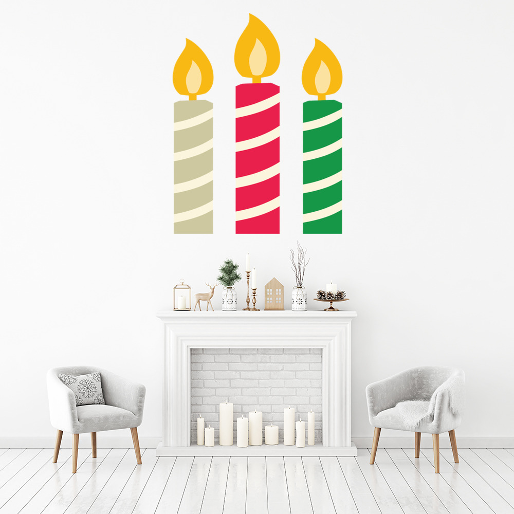 Candle Set Christmas Wall Sticker