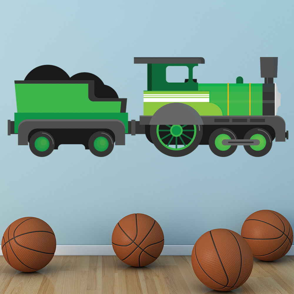 Green Train Steam Engine Wall Sticker