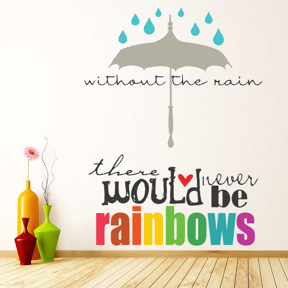 Without Rain Rainbow Quote Wall Sticker