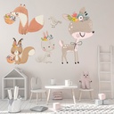 Forest Friends Floral Animals Wall Sticker Set