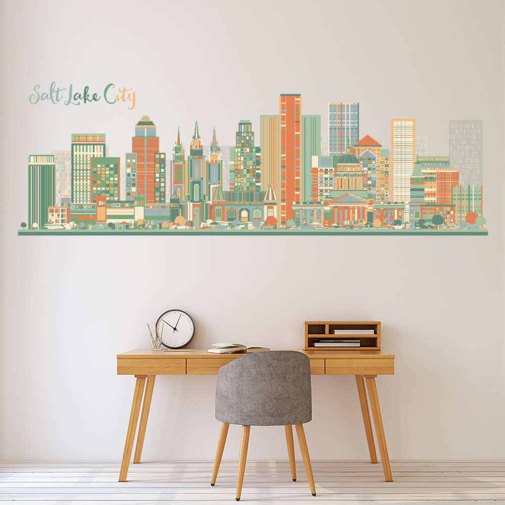 Salt Lake City Utah USA City Skyline Wall Sticker