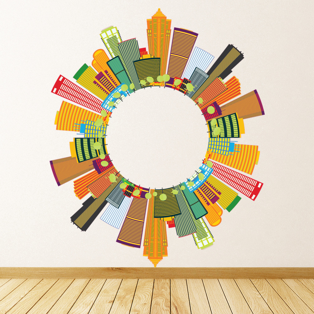 Seattle City Circle Colourful USA Wall Sticker
