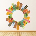 Seattle City Circle Colourful USA Wall Sticker