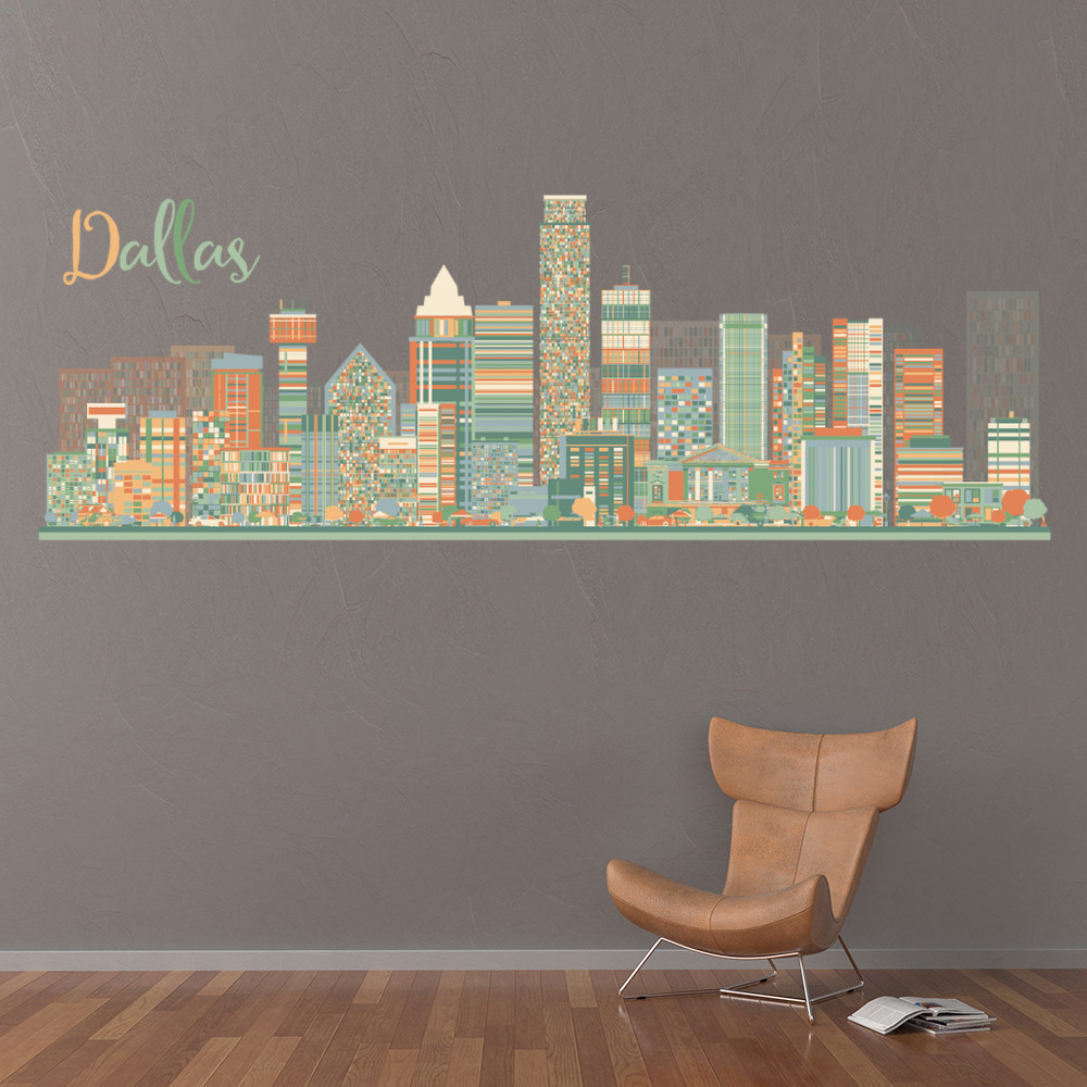 Dallas Texas USA City Skyline Wall Sticker - Mod6