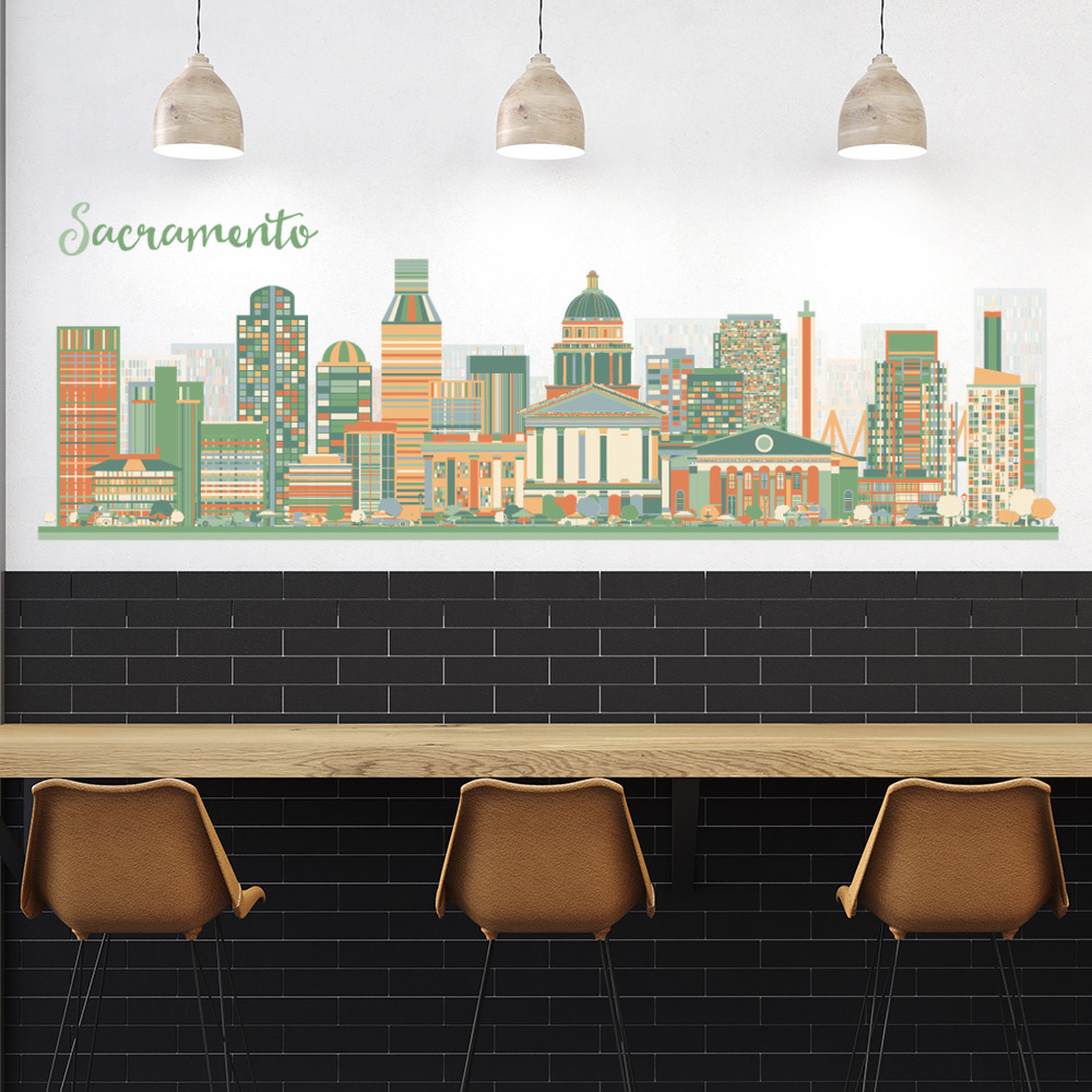 Sacramento USA City Skyline Wall Sticker