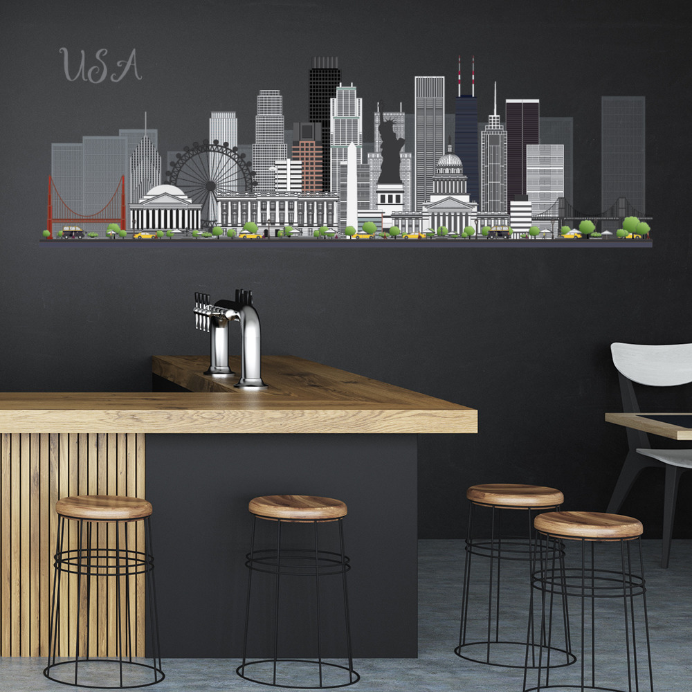 USA Landmarks America Wall Sticker
