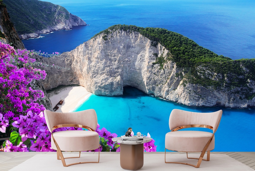 Greek Island Blue Ocean Wall Mural Wallpaper