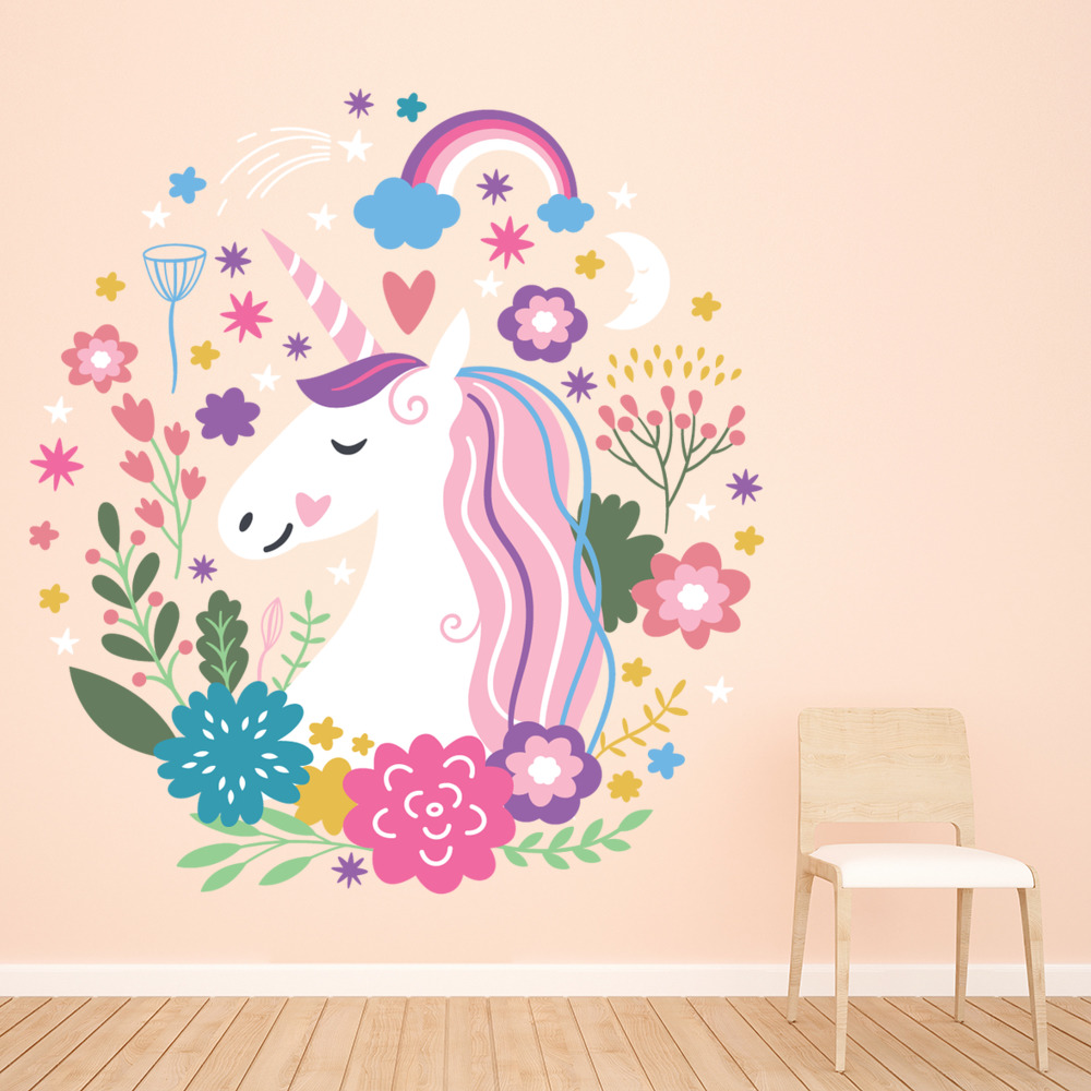 Flower Unicorn Rainbows Stars Wall Sticker
