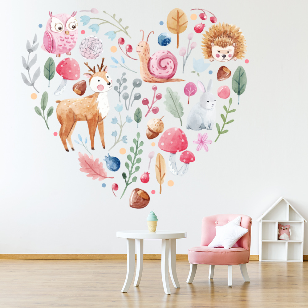 Woodland Animal Friends Love Heart Wall Sticker