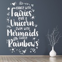 Unicorn Quote Dance With Fairies Wall Sticker