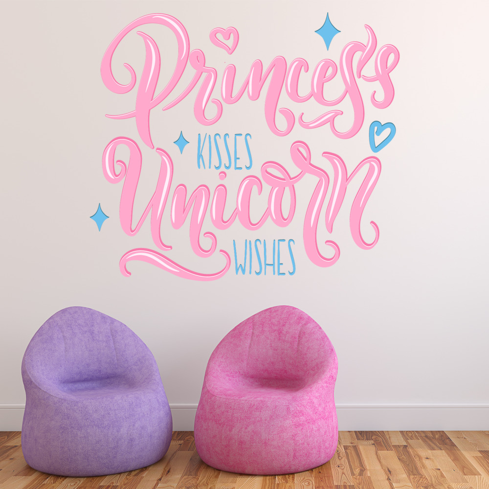 Princess Kisses Unicorn Wishes Wall Sticker