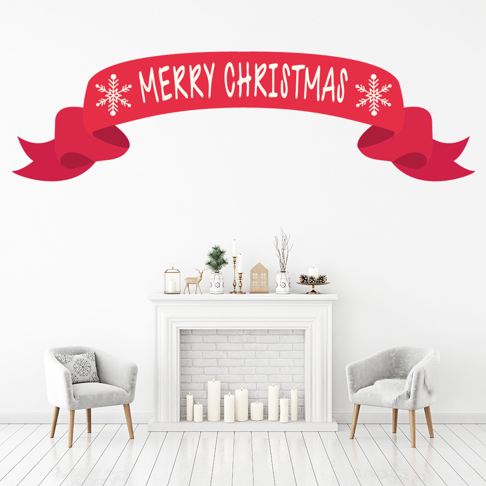 Merry Christmas Red Banner Wall Sticker