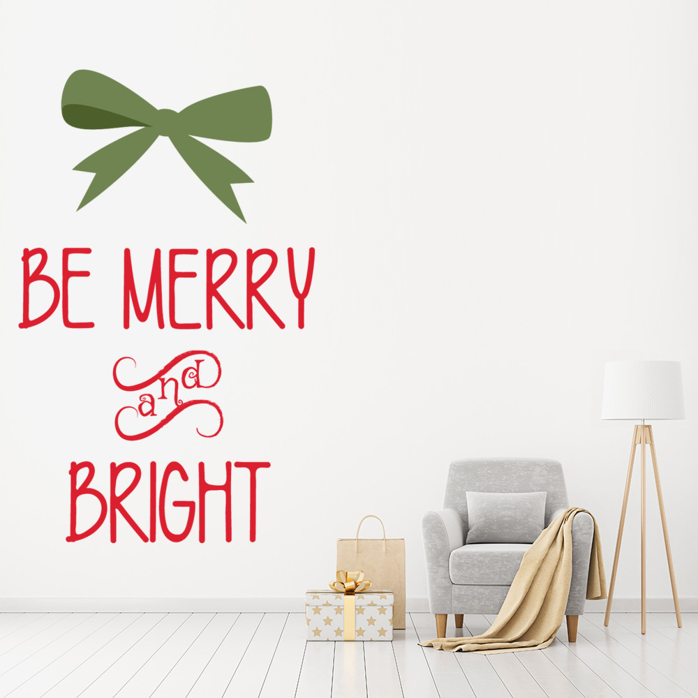 Be Merry And Bright Christmas Quote Wall Sticker