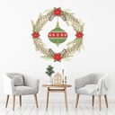 Green Bauble Wreath Christmas Wall Sticker