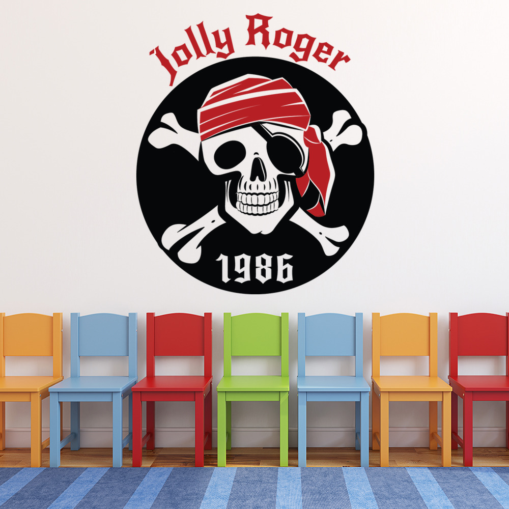 Jolly Roger Pirate Skull Badge Wall Sticker | Icon Wall Stickers